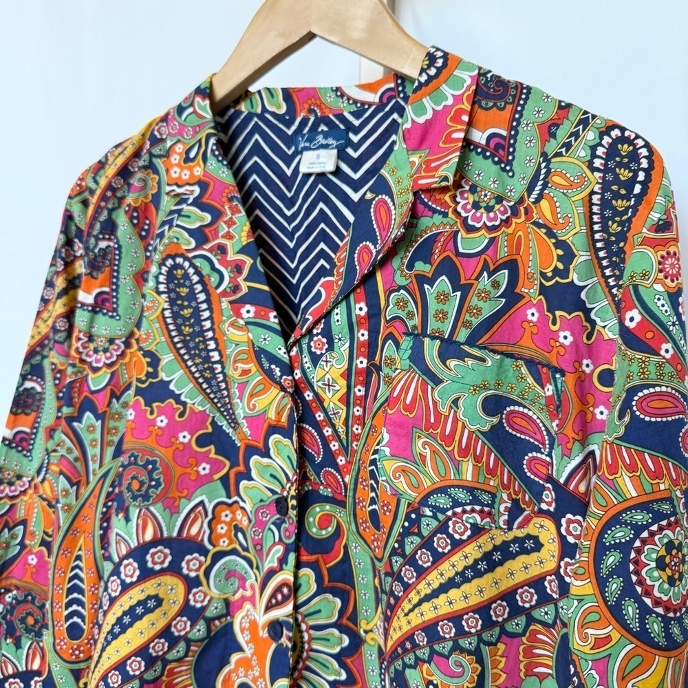 Vera Bradley Women's Paisley Blouse Multicolor Long Sleeve Button Front Size S